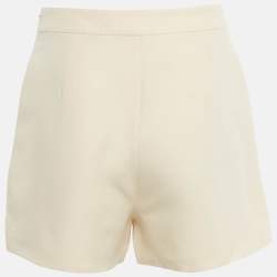 Pre Owned Valentino Beige Wool & Silk V -Detail Shorts M