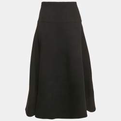 Pre Owned Valentino Black Wool Midi Skirt M
