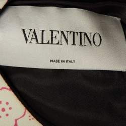 Pre Owned Valentino Black Floral Print Wool & Silk Shift Dress XL