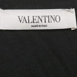 Pre Owned Valentino Black Floral V Logo Print Cotton T-Shirt L