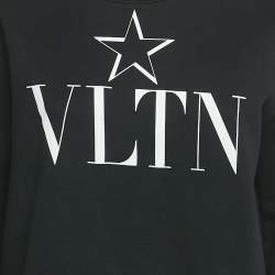 Pre Owned سويت شيرت فالنتينو قطن مطبوع لوجو باللون الأسود مقاس متوسط