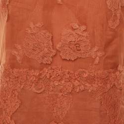 مملوكة مسبقًا فستان فالنتينو متوسط الطول دانتيل وعضة برتقالية مقاس متوسط (ميديوم)