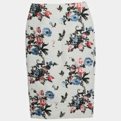 مملوكة مسبقًا Valentino White Floral Jacquard Pencil Skirt S