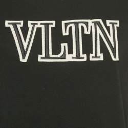 مملوكة مسبقًا Valentino Black Cotton VLTN Appliqued Crew Neck T-Shirt M