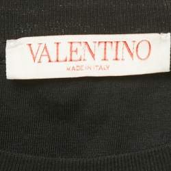 مملوكة مسبقًا Valentino Black Cotton VLTN Appliqued Crew Neck T-Shirt M