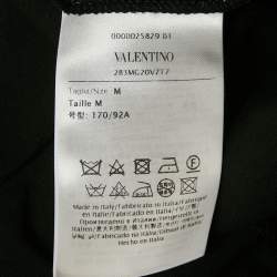 Pre Owned Valentino Black Sequined Cotton Half Sleeve T-Shirt M