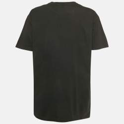 Pre Owned Valentino Black Sequined Cotton Half Sleeve T-Shirt M