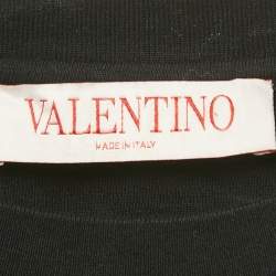 Pre Owned Valentino Black Sequined Cotton Half Sleeve T-Shirt M