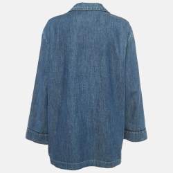 مملوكة مسبقًا Valentino Navy Blue Denim Button Front Blazer L