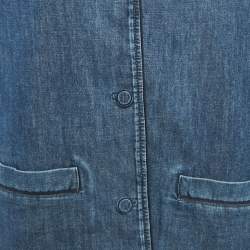 مملوكة مسبقًا Valentino Navy Blue Denim Button Front Blazer L