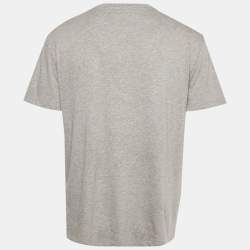 مملوكة مسبقًا Valentino Grey Logo Printed Cotton nit Embellished Detail T-Shirt L