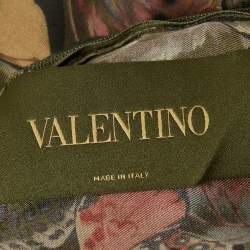 مملوكة مسبقًا فستان فالنتينو ميني حرير بطبعة فراشات سوداء وخضراء مقاس متوسط