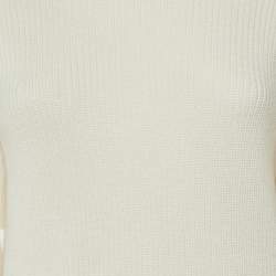 Pre Owned بلوزة فلانتينو كريمية صوف تريكو أكمام مكشكشة صغير الحجم