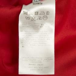 Pre Owned فستان فالنتينو صوف أحمر مزين بالورود ضيق مقاس متوسط