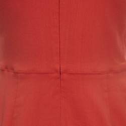 Pre Owned فستان فالنتينو صوف أحمر مزين بالورود ضيق مقاس متوسط