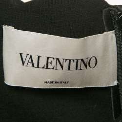 Pre Owned Valentino Black Wool Scallop Trim Short Dress M