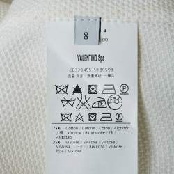 مملوكة مسبقًا Valentino White Waffle Knit Scallop Jacket M