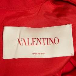 Pre Owned Valentino Red Wool & Silk Crepe Collared Mini Dress S