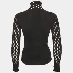 مملوكة مسبقًا كنزة فالتينتو شبك مطاطي محبوك سوداء بحجم متوسط