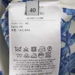 Pre Owned Valentino Blue/White Floral Print Silk Blouse and Pants Set S