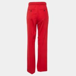 Pre Owned بنطلون فالنتينو كريب أحمر بحزام بخصر مرتفع مقاس متوسط