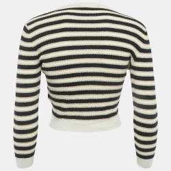 Pre Owned توب مخطط لوريكس محبوك فالنتينو أبيض/أزرق مقاس متوسط - ميديم