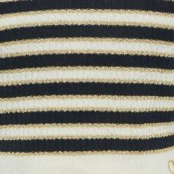 Pre Owned توب مخطط لوريكس محبوك فالنتينو أبيض/أزرق مقاس متوسط - ميديم