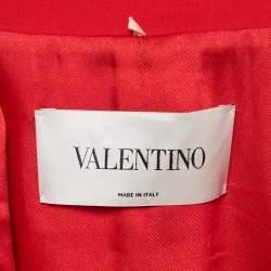 مملوكة مسبقًا فستان فالنتينو كريب بحزام أحمر قصير مقاس متوسط