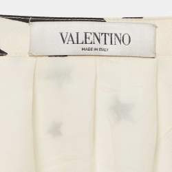 مملوكة مسبقًا Valentino Cream Stars Print Silk Plisse Midi Skirt S