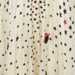 مملوكة مسبقًا Valentino Cream Stars Print Silk Plisse Midi Skirt S