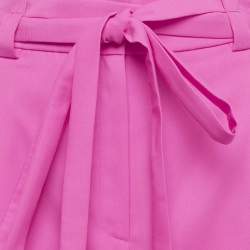 Pre Owned شورت فالنتينو صوف وردي نيون مطوي بطول الركبة مقاس متوسط (ميديام)