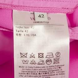 Pre Owned شورت فالنتينو صوف وردي نيون مطوي بطول الركبة مقاس متوسط (ميديام)