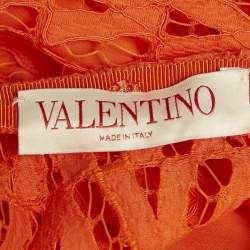 مملوكة مسبقًا Valentino Orange Lace Midi Skirt M