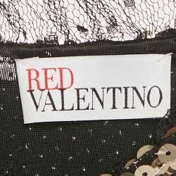 Pre Owned Valentino Gold Sequin Jersey Long Sleeve Mini Dress XL