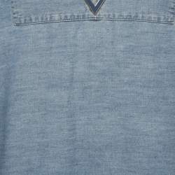 مملوكة مسبقًا فستان ماكسي فالنتينو دنيم أزرق بشعار V مقاس كبير - لارج