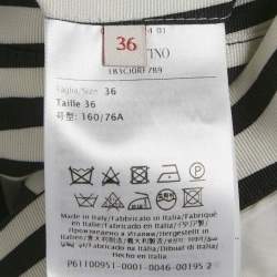 Pre Owned قميص فالنتينو واسع التفاصيل بنقشة حمار وحشي أبيض/أسود من القطن مقاس صغير (إكس صغير)