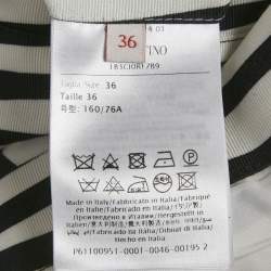 Pre Owned قميص فالنتينو واسع التفاصيل بنقشة حمار وحشي أبيض/أسود من القطن مقاس صغير (إكس صغير)