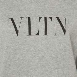 مملوكة مسبقًا Valentino Grey Logo Print Cotton Sweatshirt M