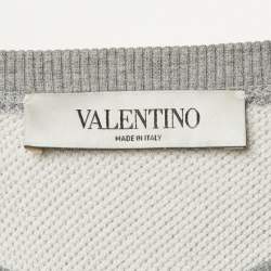 مملوكة مسبقًا Valentino Grey Logo Print Cotton Sweatshirt M