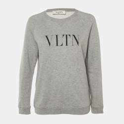 مملوكة مسبقًا Valentino Grey Logo Print Cotton Sweatshirt M