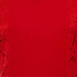 Pre Owned Valentino Red Knit & Lace Panel Detail Mini Dress L