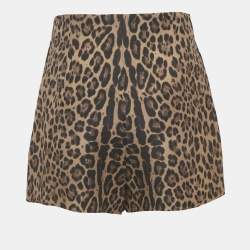 Pre Owned Valentino Brown Leopard Print Wool Blend Shorts M