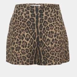 مملوكة مسبقًا Valentino Brown Leopard Print Wool Blend Shorts M