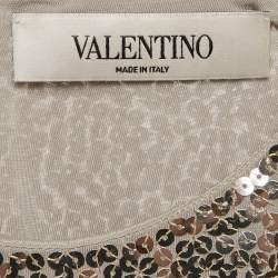 مملوكة مسبقًا Valentino Grey/Silver Sequin Embellished Jersey Bodysuit M