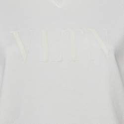 Pre Owned Valentino White Logo Applique Cotton Sweatshirt L
