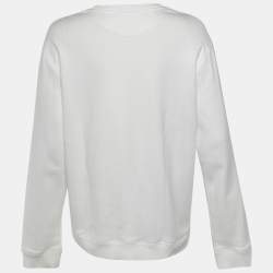Pre Owned Valentino White Logo Applique Cotton Sweatshirt L