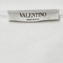 Pre Owned Valentino White Logo Applique Cotton Sweatshirt L