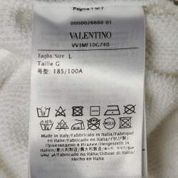Pre Owned Valentino White Logo Applique Cotton Sweatshirt L