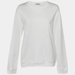 Pre Owned Valentino White Logo Applique Cotton Sweatshirt L