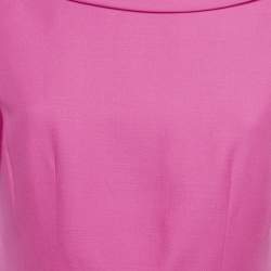 Pre Owned Valentino Pink Wool Open Back Bow Detail Mini Dress M